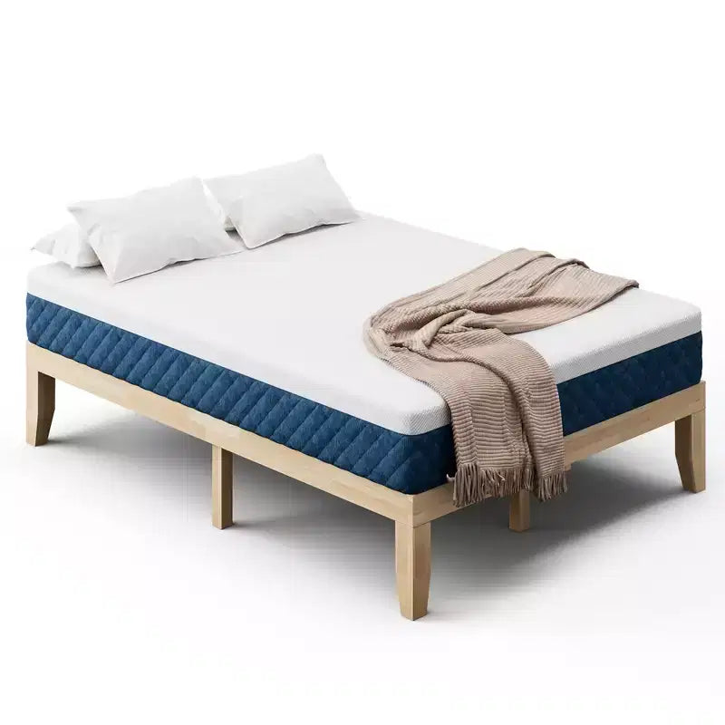 Full Size Wood Bed Frame & 10" Foam Mattress Set, CertiPUR-US Certified, Natural/Espresso
