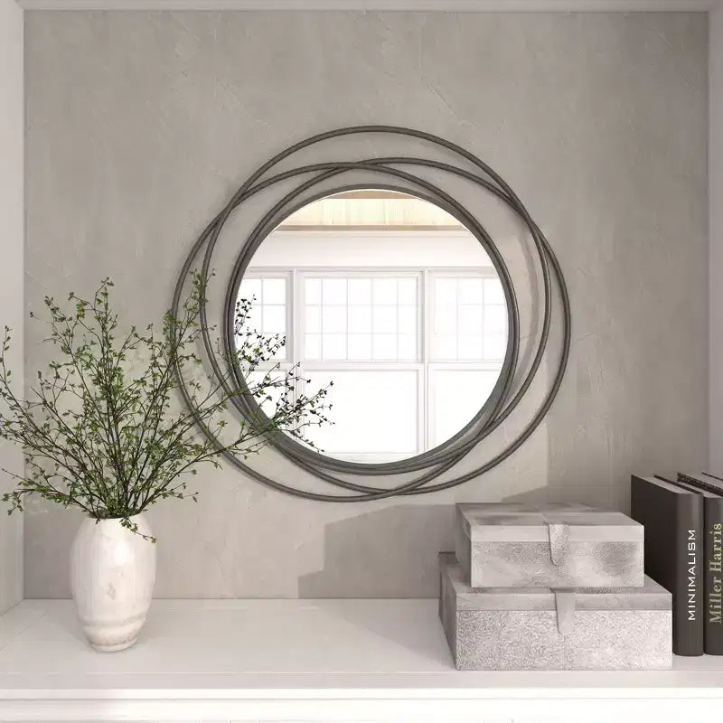 Metal Overlapping Circle Frame Wall Mirror, 41"