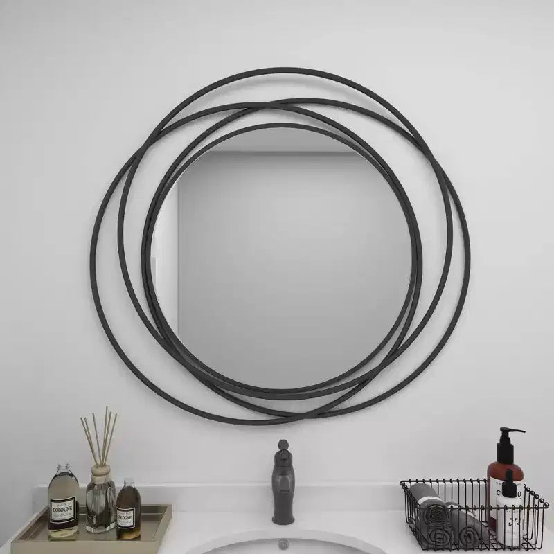 Metal Overlapping Circle Frame Wall Mirror, 41"
