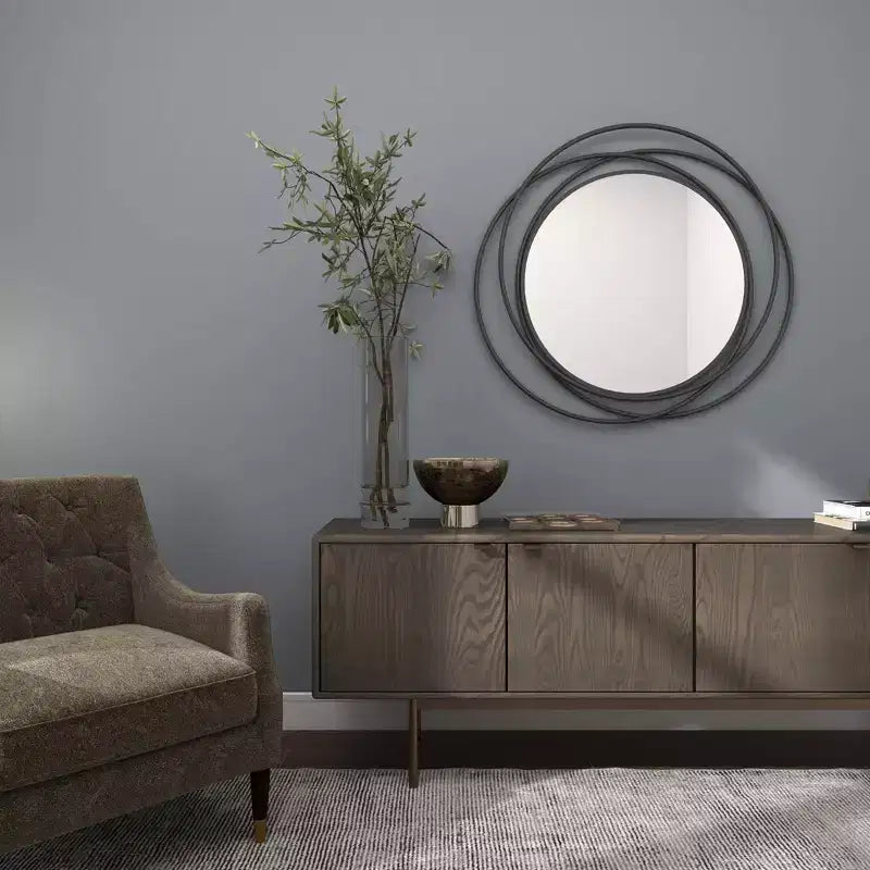 Metal Overlapping Circle Frame Wall Mirror, 41"