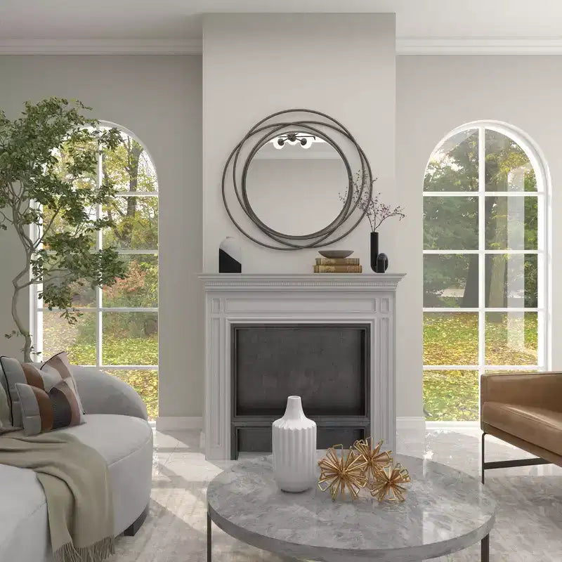 Metal Overlapping Circle Frame Wall Mirror, 41"