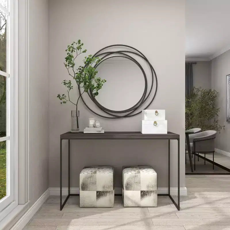 Metal Overlapping Circle Frame Wall Mirror, 41"