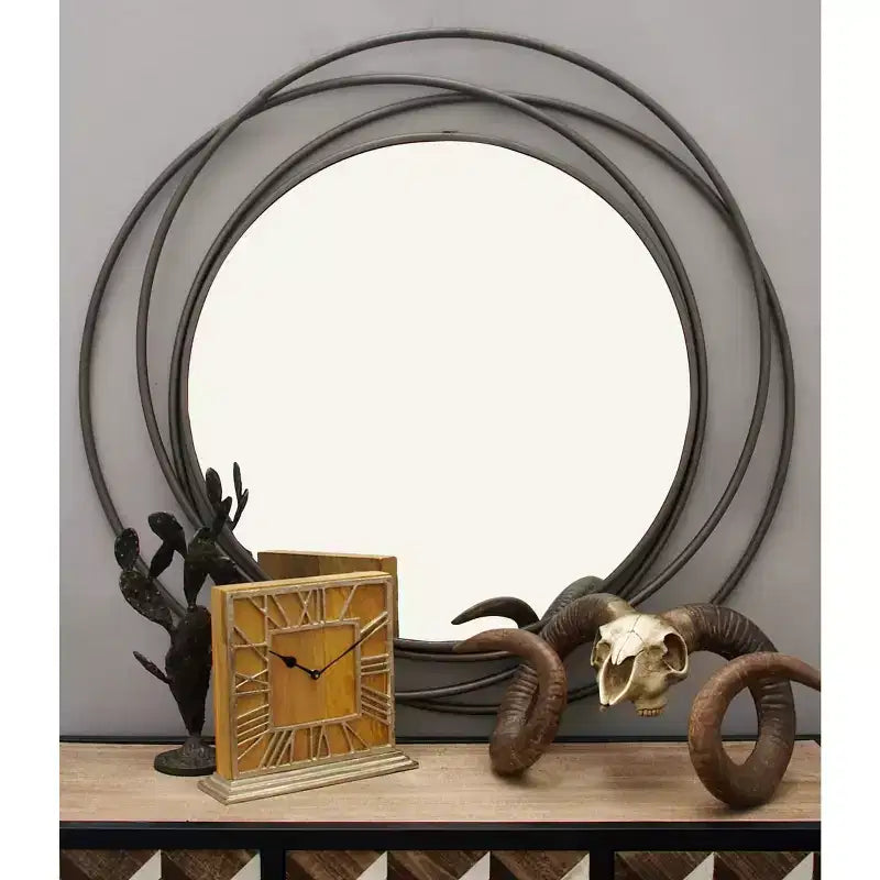 Metal Overlapping Circle Frame Wall Mirror, 41"