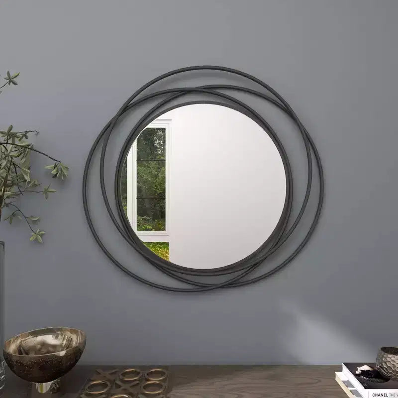 Metal Overlapping Circle Frame Wall Mirror, 41"