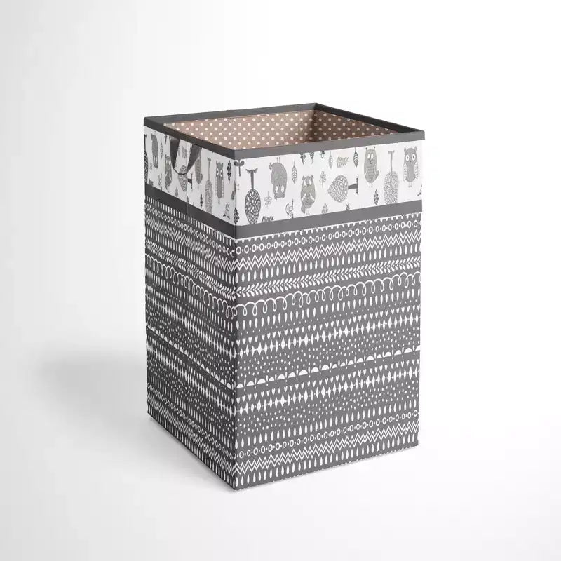 Bacati - Owls Gray/Beige Neutral Collapsible Laundry Hamper
