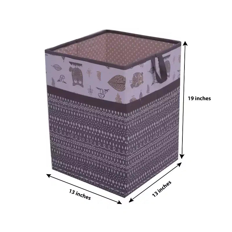 Owls Gray/Beige Neutral Collapsible Kids Laundry Hamper