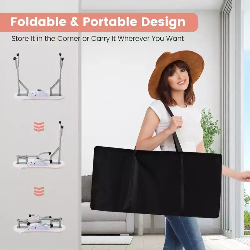 Folding Manicure Table Portable Nail Desk with Dust Collector, LED Lamp & Carry Bag