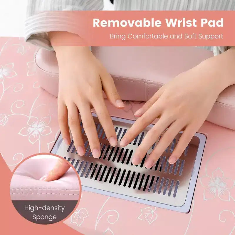 Folding Manicure Table Portable Nail Desk with Dust Collector, LED Lamp & Carry Bag