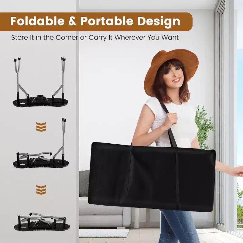 Folding Manicure Table Portable Nail Desk with Dust Collector, LED Lamp & Carry Bag