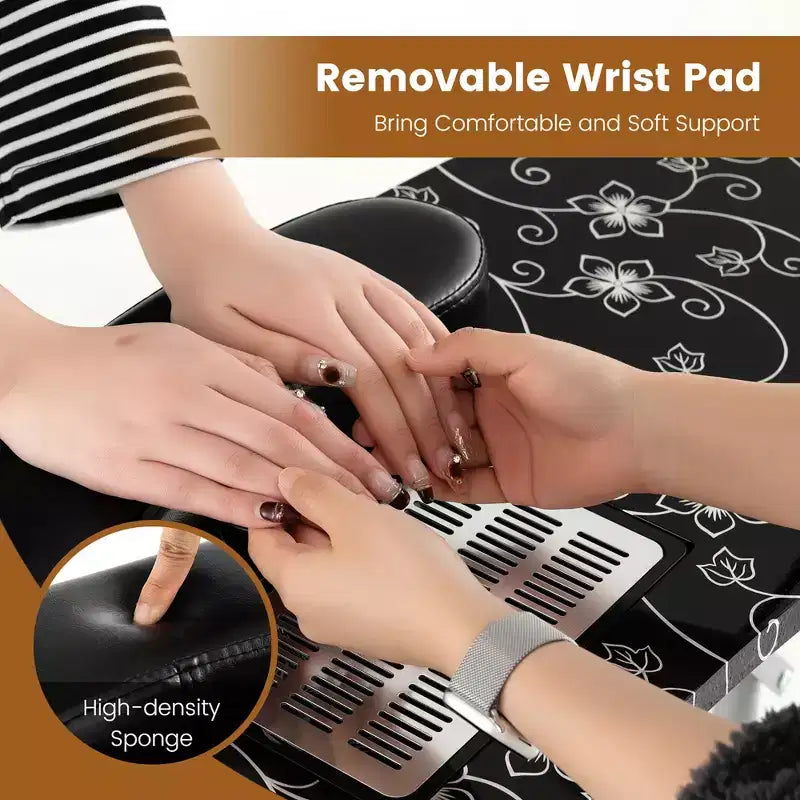 Folding Manicure Table Portable Nail Desk with Dust Collector, LED Lamp & Carry Bag