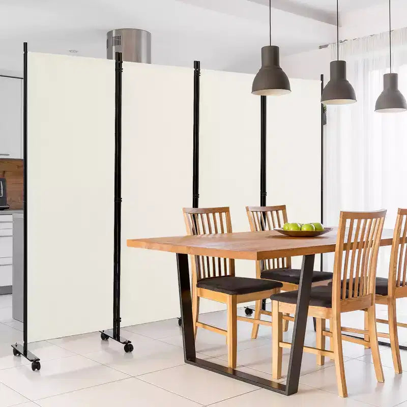 4-Panel Folding Room Divider 6FT Rolling Privacy Screen with Lockable Wheels Black/Brown/Grey/White