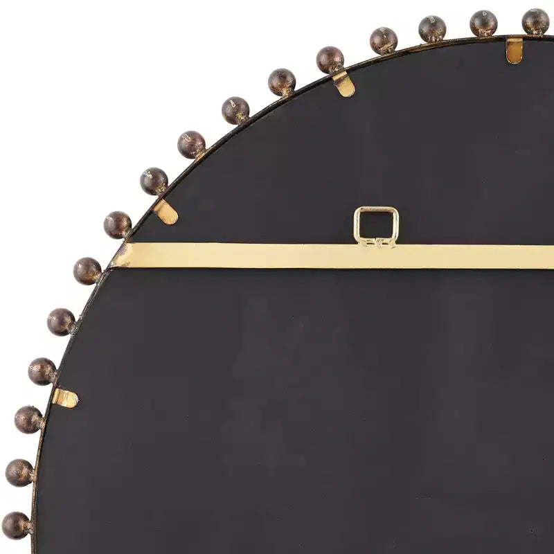 Round Vanity Decorative Wall Mirror Rustic Beveled Glass Dark Bronze Beaded Iron Frame 32 Wide for Bathroom Living Room